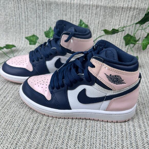 Nike Jordan One Retro High OG Bubble Gum Pink Sneakers Blue Swoosh Size 13C - Picture 3 of 6